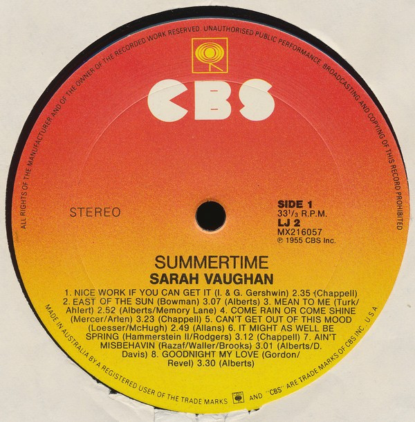 Sarah Vaughan - Summertime | CBS (LJ 2) - 3