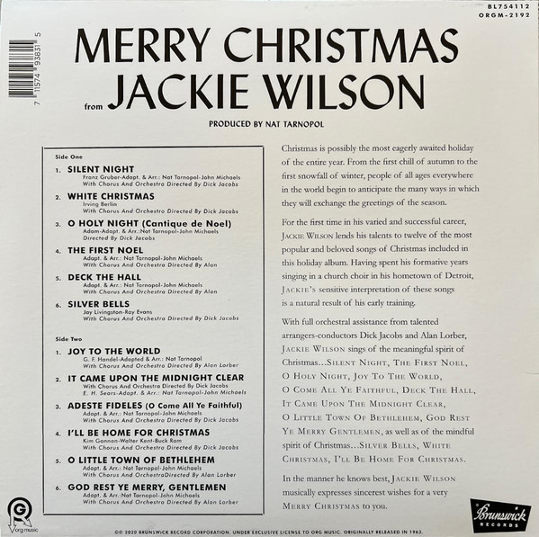 Jackie Wilson - Merry Christmas From Jackie Wilson | Brunswick (BL754112) - 2