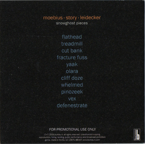 Dieter Moebius , Tim Story , Jon Leidecker - Snowghost Pieces | Bureau B (BB167) - 2