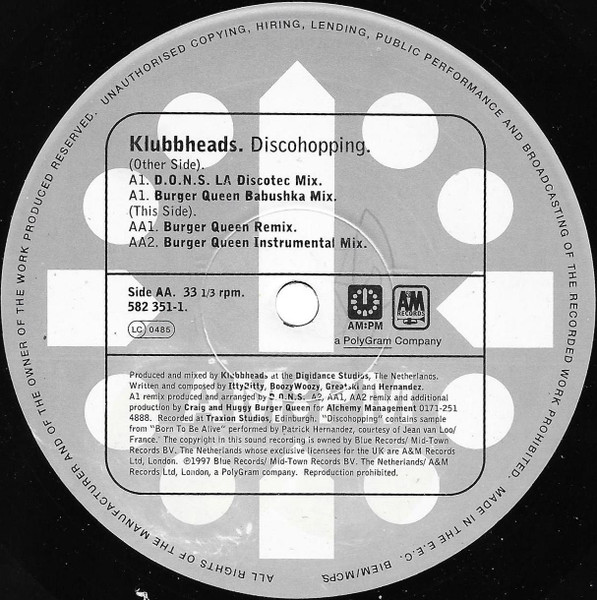 Klubbheads - Discohopping (D.O.N.S. / Burger Queen Mixes) | AM:PM (582 351-1) - 3