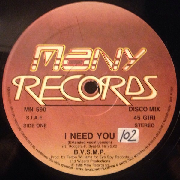 B.V.S.M.P. - I Need You | Many Records (MN 590) - main B.V.S.M.P. - I Need You | Many Records (MN 590) - main