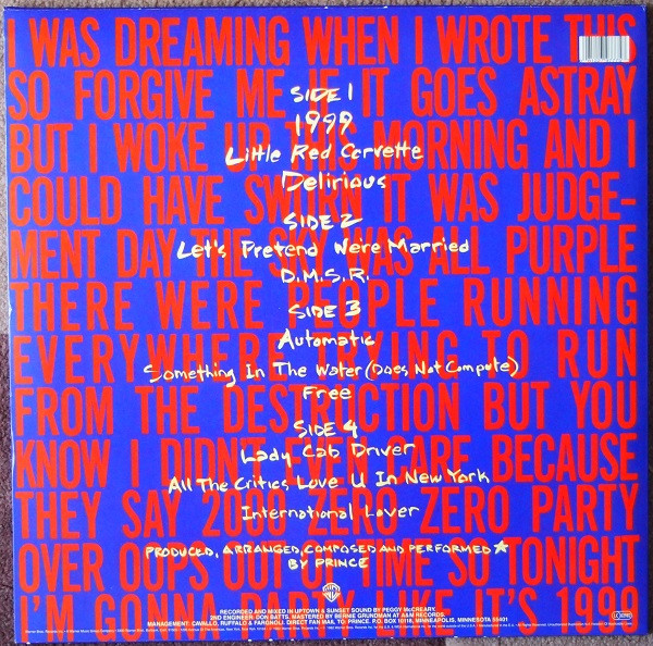 Prince - 1999 | Warner Bros. Records (8122-79777-5) - 2