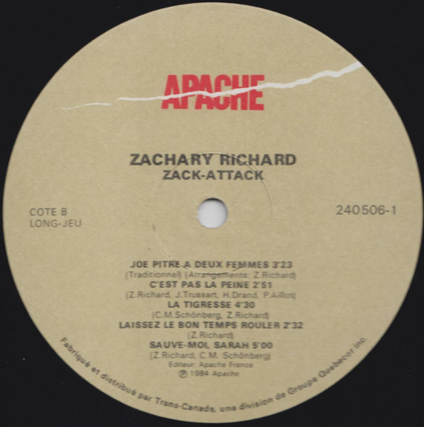 Zachary Richard - Zack-Attack [Vinyl] | Apache (24 0506-1) - 4
