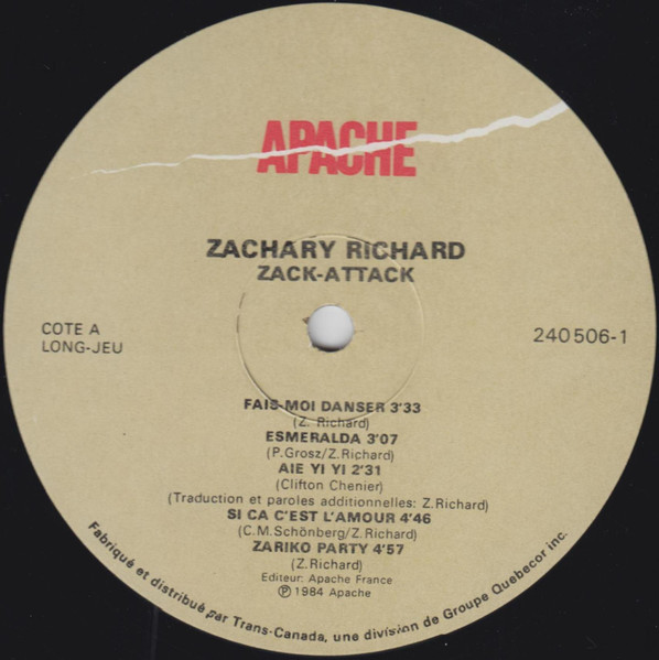 Zachary Richard - Zack-Attack [Vinyl] | Apache (24 0506-1) - 3
