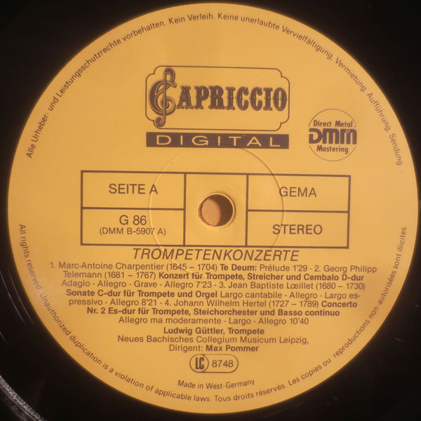Ludwig Güttler - Marc Antoine Charpentier • Georg Philipp Telemann • Jean-Baptiste Loeillet • Johann Wilhelm Hertel • Leopold Mozart • Johann Nepomuk Hummel - Trompetenkonzerte - Auslese 86 | Capriccio Digital (G86) - 3