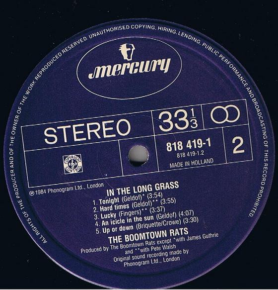 The Boomtown Rats - In The Long Grass | Mercury (818 419-1) - 3