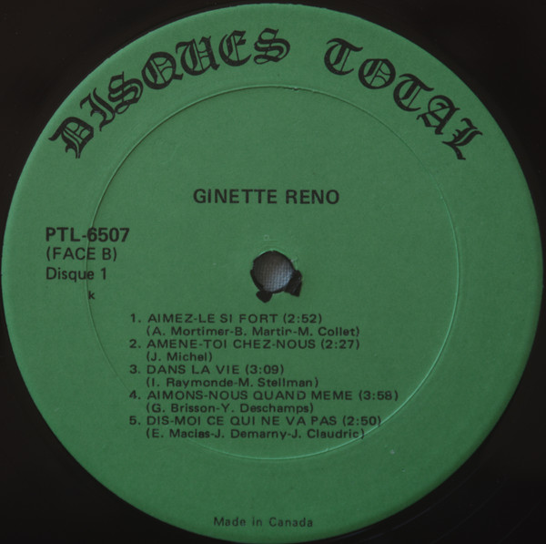 Ginette Reno - Ginette Reno Chante Pour Nous | Disques Total (PTL-6507) - 4 Ginette Reno - Ginette Reno Chante Pour Nous | Disques Total (PTL-6507) - 4