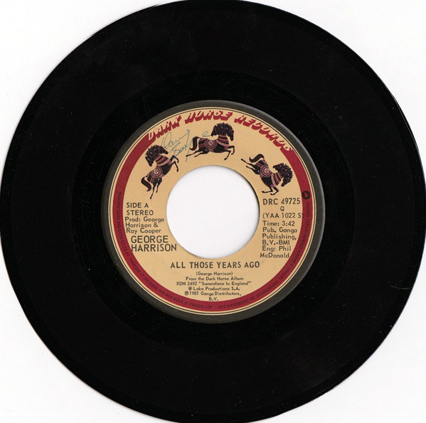 George Harrison - All Those Years Ago (7") [Vinyl] | Dark Horse Records (DRC 49725) - 2