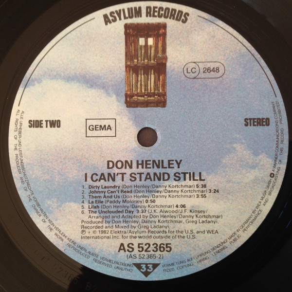 Don Henley - I Can't Stand Still | Asylum Records (AS K 52 365) - 4