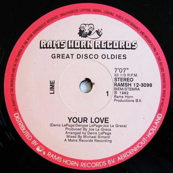 Lime / The Strikers - Your Love / Body Music (Special Disco Re-Mix) | Rams Horn Records (RAMSH 12-3098) - 2