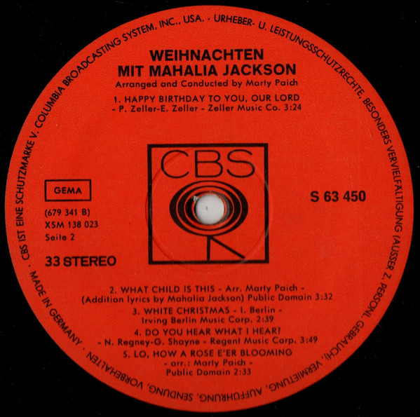 Mahalia Jackson - Weihnachten Mit Mahalia | CBS (S63450) - 4 Mahalia Jackson - Weihnachten Mit Mahalia | CBS (S63450) - 4