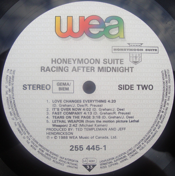 Honeymoon Suite - Racing After Midnight | WEA (255 445-1) - 4 Honeymoon Suite - Racing After Midnight | WEA (255 445-1) - 4