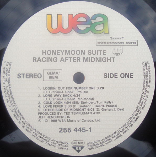 Honeymoon Suite - Racing After Midnight | WEA (255 445-1) - 3 Honeymoon Suite - Racing After Midnight | WEA (255 445-1) - 3