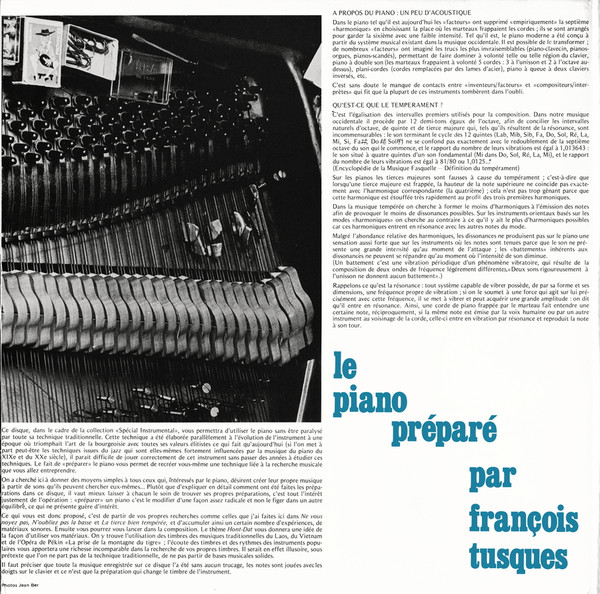 François Tusques - Le Piano Préparé | Le Chant Du Monde (LDX 74483) - 2