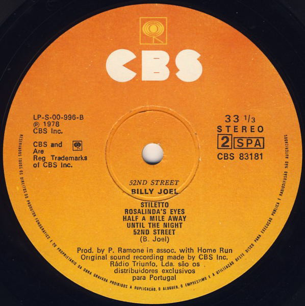 Billy Joel - 52nd Street | CBS (CBS 83181) - 4