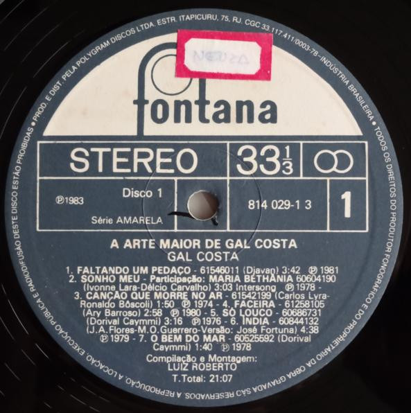 Gal Costa - A Arte Maior De Gal Costa | Fontana (814 028-1 4) - 4 Gal Costa - A Arte Maior De Gal Costa | Fontana (814 028-1 4) - 4