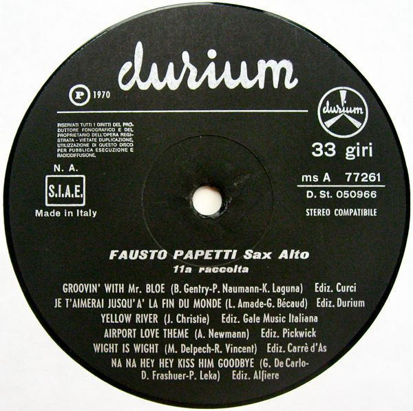 Fausto Papetti - 11a Raccolta | Durium (ms A 77261) - 4 Fausto Papetti - 11a Raccolta | Durium (ms A 77261) - 4
