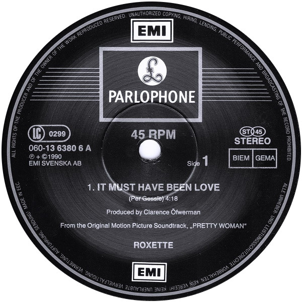 Roxette - It Must Have Been Love | Parlophone (060-13 6380 6) - 3 Roxette - It Must Have Been Love | Parlophone (060-13 6380 6) - 3