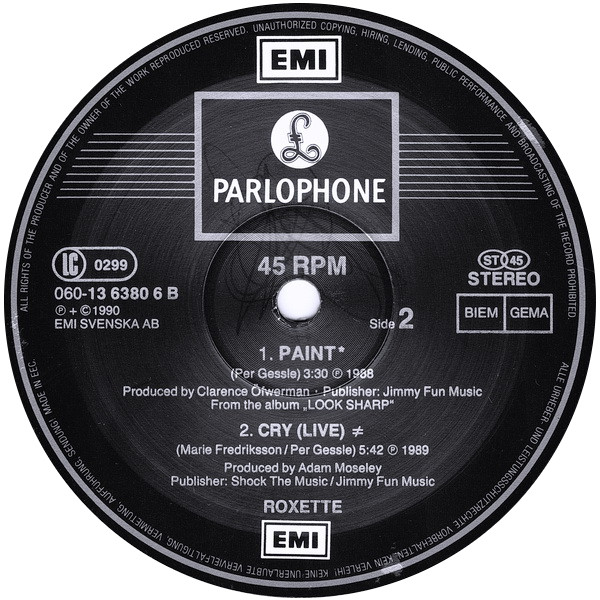 Roxette - It Must Have Been Love | Parlophone (060-13 6380 6) - 4 Roxette - It Must Have Been Love | Parlophone (060-13 6380 6) - 4