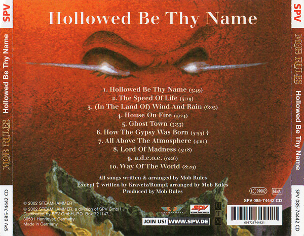 Mob Rules - Hollowed Be Thy Name CD | Steamhammer (SPV 085-74442 CD) - 2 Mob Rules - Hollowed Be Thy Name CD | Steamhammer (SPV 085-74442 CD) - 2
