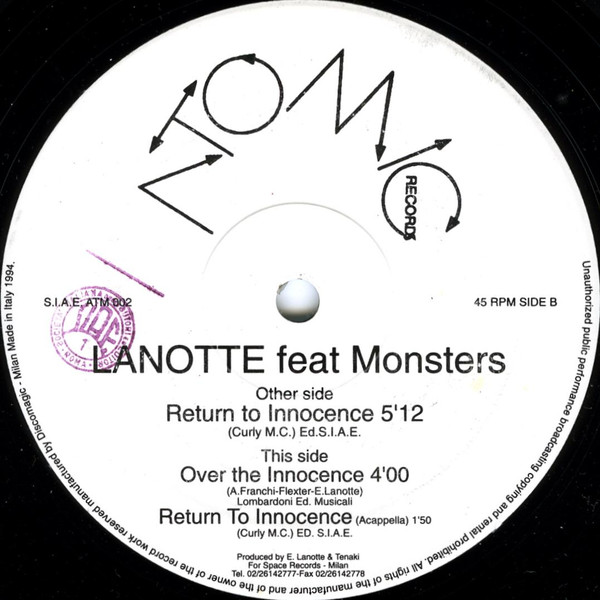 Emilio Lanotte Feat Monsters - Return To Innocence | Atomic Records (ATM 002) - 3