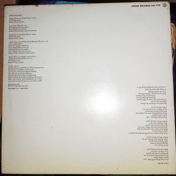 Robert Wyatt - Ruth Is Stranger Than Richard | Virgin (840 079) - 2