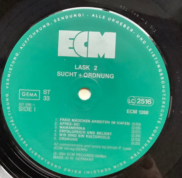 Ulrich Lask - Sucht + Ordnung | ECM Records (ECM 1268) - 3 Ulrich Lask - Sucht + Ordnung | ECM Records (ECM 1268) - 3