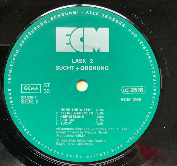 Ulrich Lask - Sucht + Ordnung | ECM Records (ECM 1268) - 4 Ulrich Lask - Sucht + Ordnung | ECM Records (ECM 1268) - 4