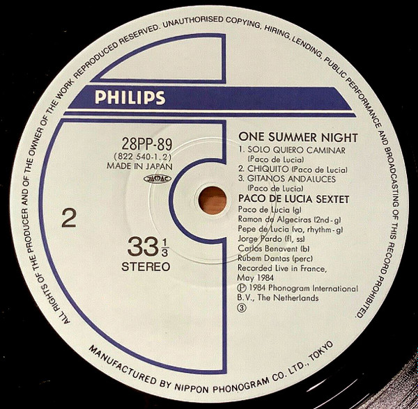 Paco De Lucia Sextet - Live... One Summer Night | Philips (28PP-89) - 4