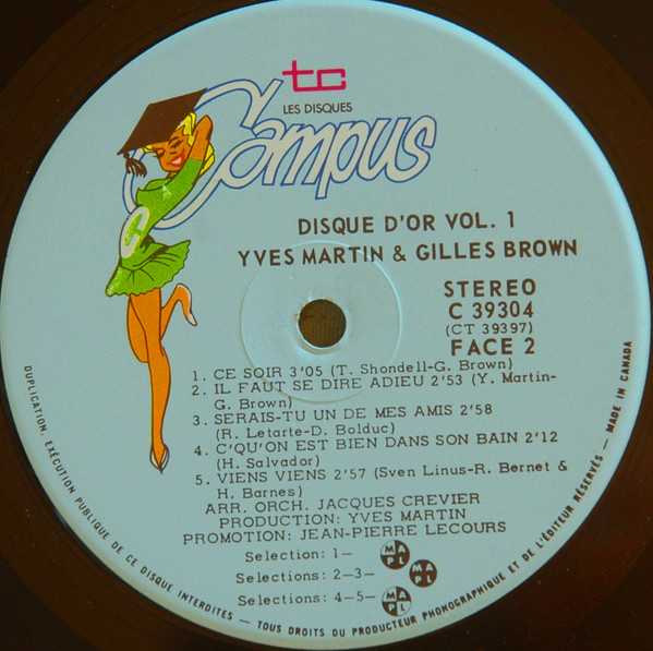 Yves Martin / Gilles Brown - Disque D'Or Vol.1 | Les Disques Campus (C 39304) - 4 Yves Martin / Gilles Brown - Disque D'Or Vol.1 | Les Disques Campus (C 39304) - 4