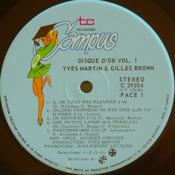 Yves Martin / Gilles Brown - Disque D'Or Vol.1 | Les Disques Campus (C 39304) - 3 Yves Martin / Gilles Brown - Disque D'Or Vol.1 | Les Disques Campus (C 39304) - 3