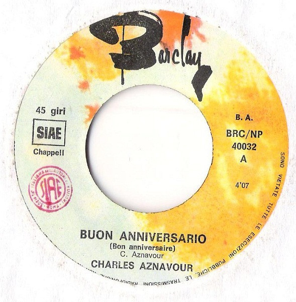 Charles Aznavour - Buon Anniversario | Barclay (BRC NP 40032) - 3