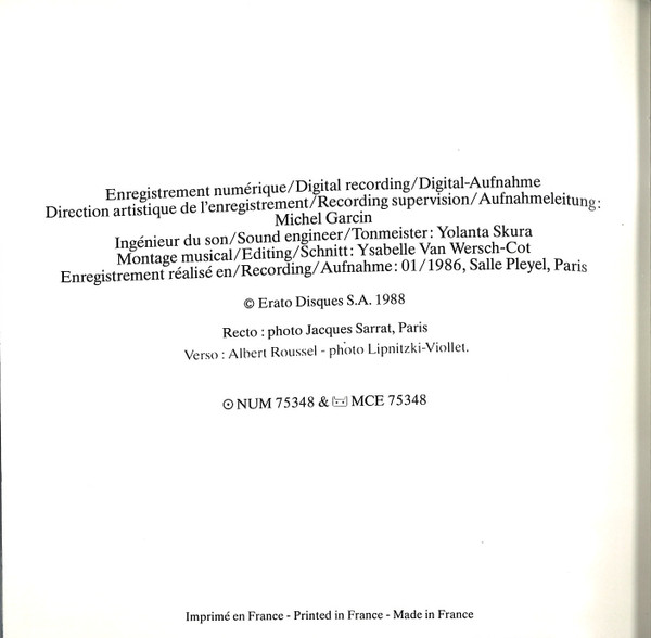 Albert Roussel - Orchestre De Paris , Charles Dutoit - Bacchus & Ariane / Suite En Fa | Erato (ECD 75348) - 4