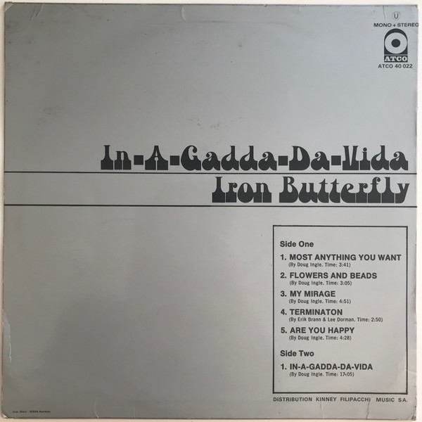 Iron Butterfly - In-A-Gadda-Da-Vida | ATCO Records (ATCO-40022) - 2