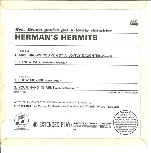 Herman's Hermits - Mrs. Brown You've Got A Lovely Daughter | Columbia (SEG 8440) - 2