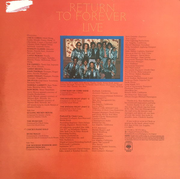 Return To Forever - Live | CBS (82808) - 2