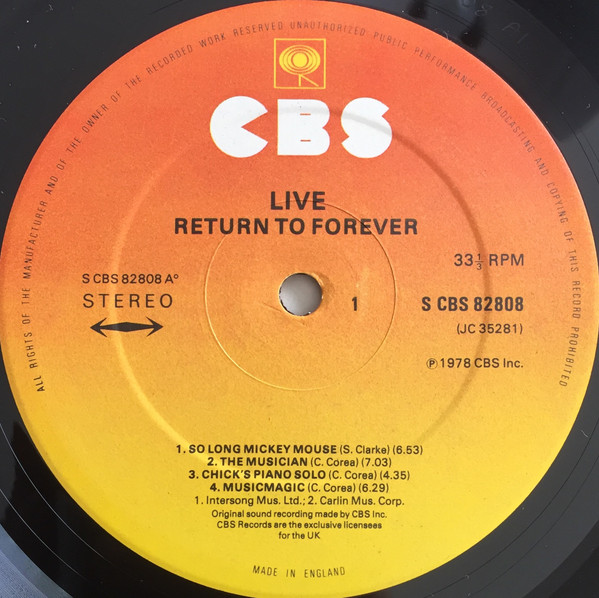 Return To Forever - Live | CBS (82808) - 3