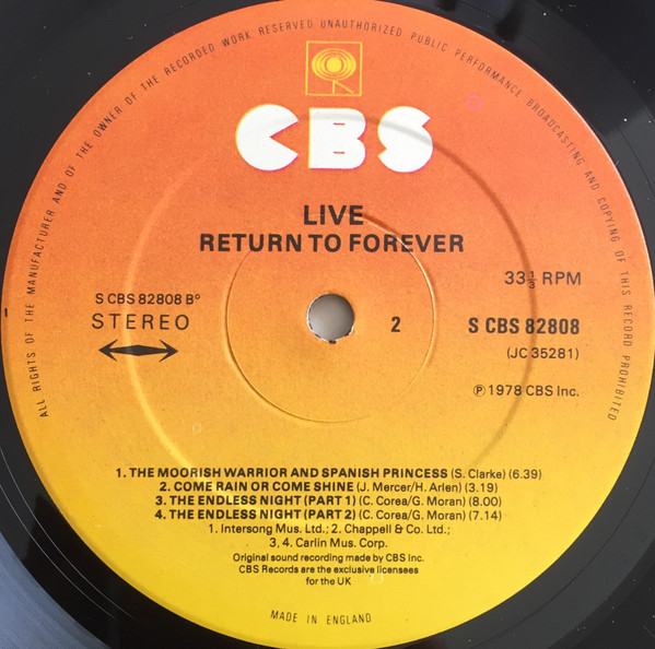 Return To Forever - Live | CBS (82808) - 4
