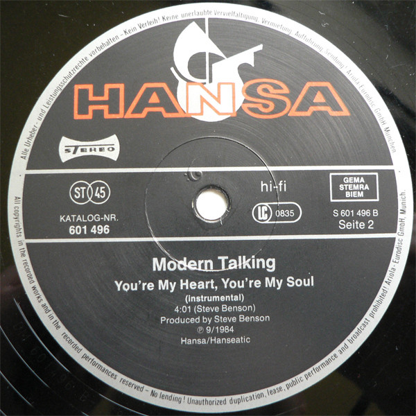 Modern Talking - You're My Heart, You're My Soul | Hansa (601 496) - 4 Modern Talking - You're My Heart, You're My Soul | Hansa (601 496) - 4