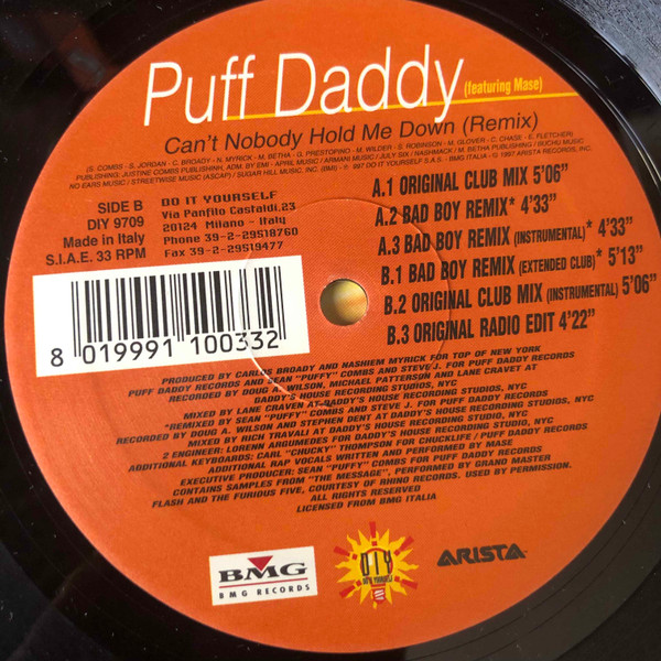 Puff Daddy - Can't Nobody Hold Me Down (Remix) | Do It Yourself (DIY 9709) - 4