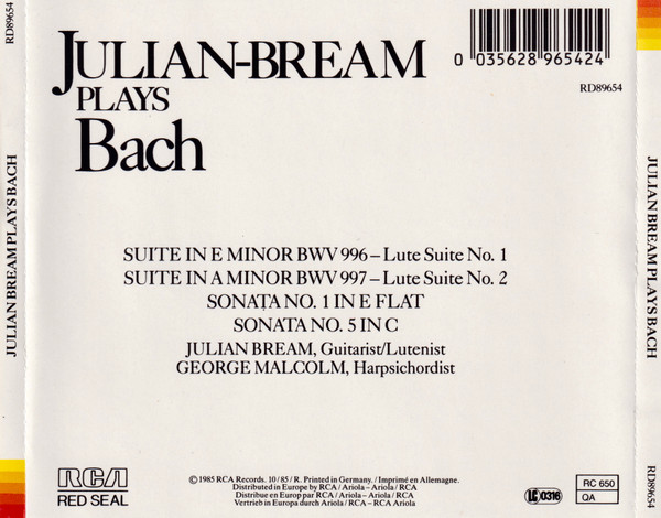 Julian Bream , Johann Sebastian Bach - Julian Bream Plays Bach | RCA Red Seal (RD89654) - 2