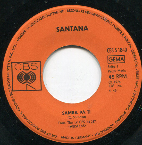 Santana - Samba Pa Ti | CBS (CBS S 1840) - 3