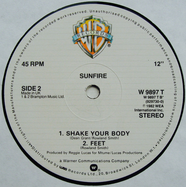 Sunfire - Young Free And Single / Shake Your Body / Feet | Warner Bros. Records (W 9897 T) - 4 Sunfire - Young Free And Single / Shake Your Body / Feet | Warner Bros. Records (W 9897 T) - 4