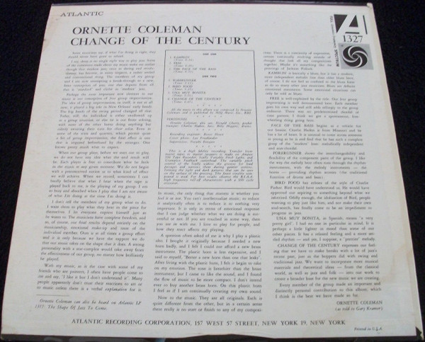 Ornette Coleman - Change Of The Century | Atlantic (ATLANTIC 1327) - 2 Ornette Coleman - Change Of The Century | Atlantic (ATLANTIC 1327) - 2