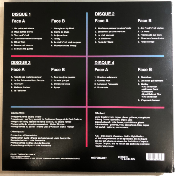 Offenbach - Le Dernier Show: L'Intégrale (Au Forum De Montréal 01/11/1985) (4LP - RSD - Limited Boxset Edition) [Vinyl] | Return To Analog (RTA-152) - 2