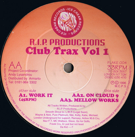 R.I.P. Productions - Club Trax Vol 1 | Ice Cream Records (FLAKE 004) - main R.I.P. Productions - Club Trax Vol 1 | Ice Cream Records (FLAKE 004) - main