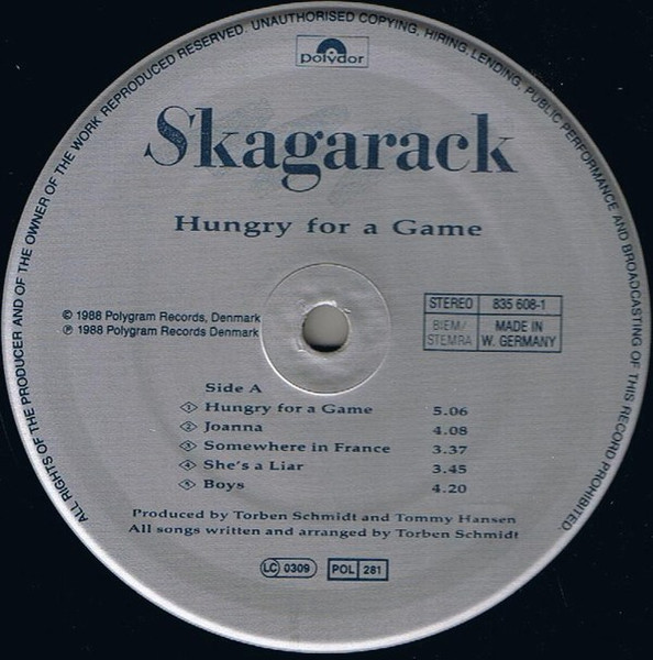 Skagarack - Hungry For A Game | Polydor (835 608-1) - 3