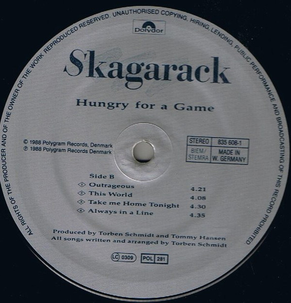 Skagarack - Hungry For A Game | Polydor (835 608-1) - 4