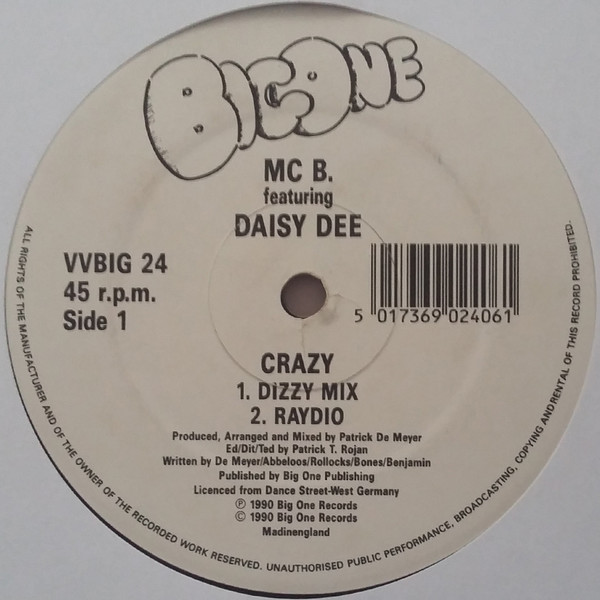 MC B Featuring Daisy Dee - Crazy | Big One Records (VV BIG 24) - main