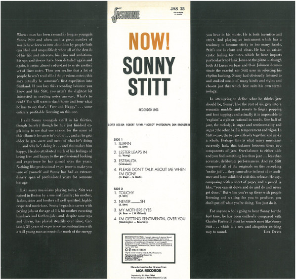 Sonny Stitt - Now! | Jasmine Records (JAS 25) - 2 Sonny Stitt - Now! | Jasmine Records (JAS 25) - 2